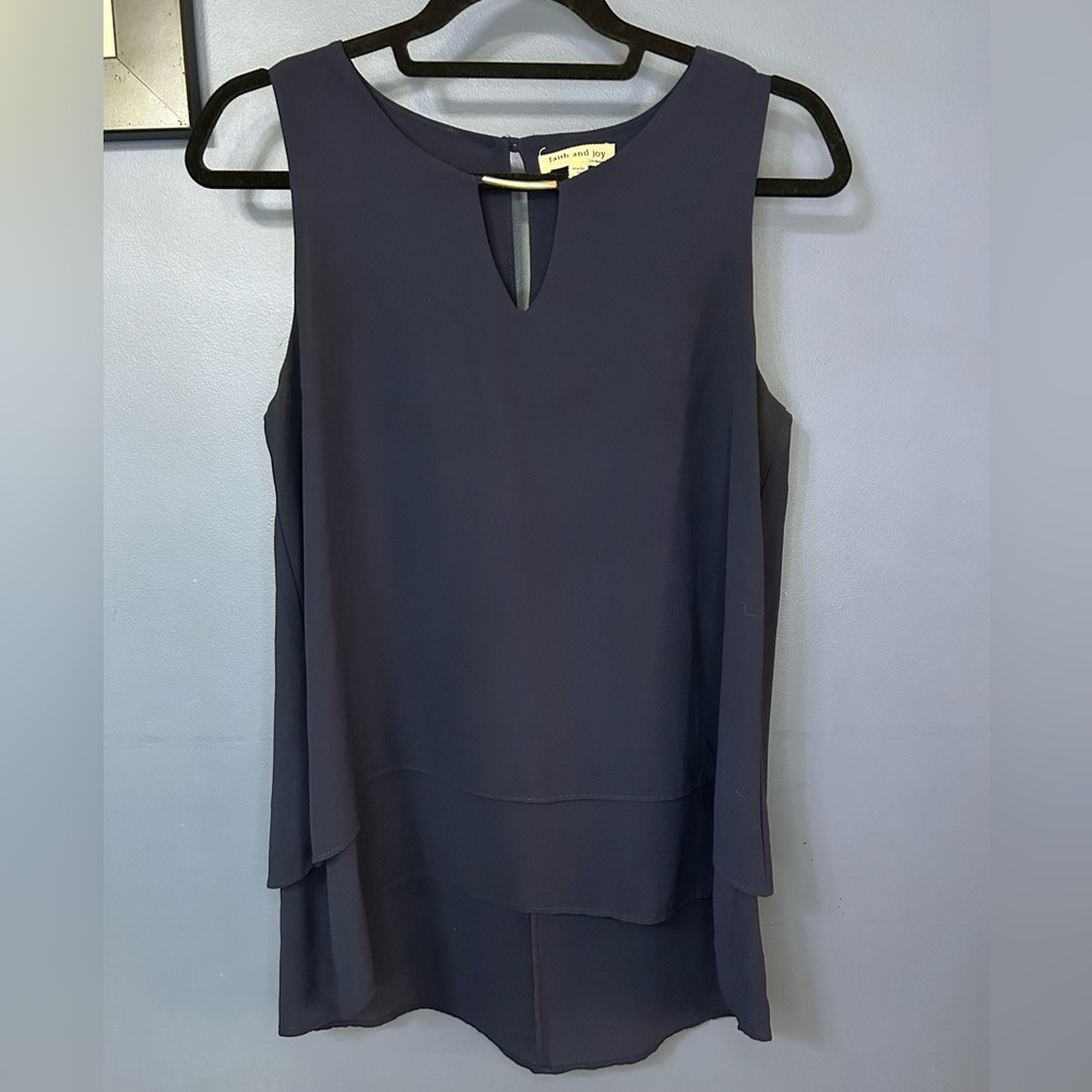 Faith and Joy Navy Sleeveless Blouse